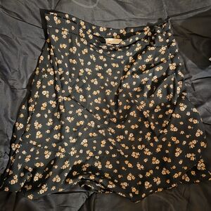 Altar'd State Black Floral A-Line Skirt